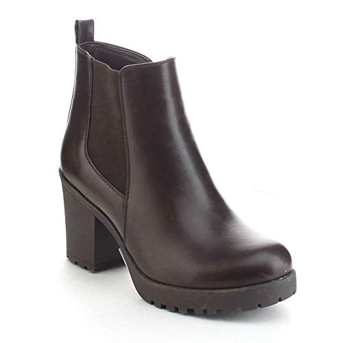 elastic panel slip on chunky heel ankle booties