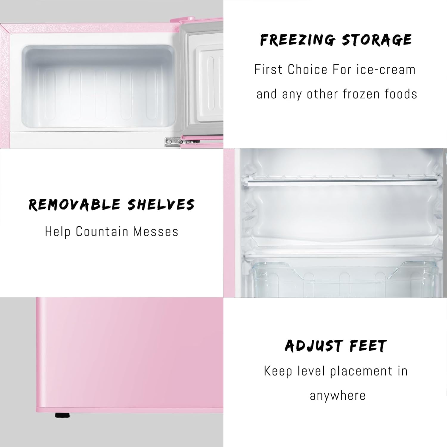 HUMSURE Mini Fridge With Freezer,3.2 Cu.Ft Compact Refrigerator,Mini Refrigerator With 2 Doors For Bedroom,Office,Kitchen,Apartment,Dorm - Pink