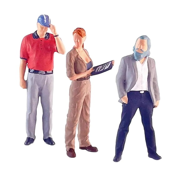 BELOVING 3 Pieces 1:64 Scale Women Men Figures Dioramas Man in Suit Train Station Layout