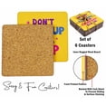 thumbnail image 4 of Inkdotpot Set of 6 Drink Coasters Easy Clean 4-inch SquareCoastersCork Base-Reusable- Quotes, 4 of 8