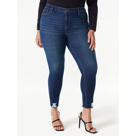 Sofia Jeans Women's Plus Size Rosa Curvy Skinny High Rise Destructed Hem Jeans, 26" Inseam, Sizes 14W-28W