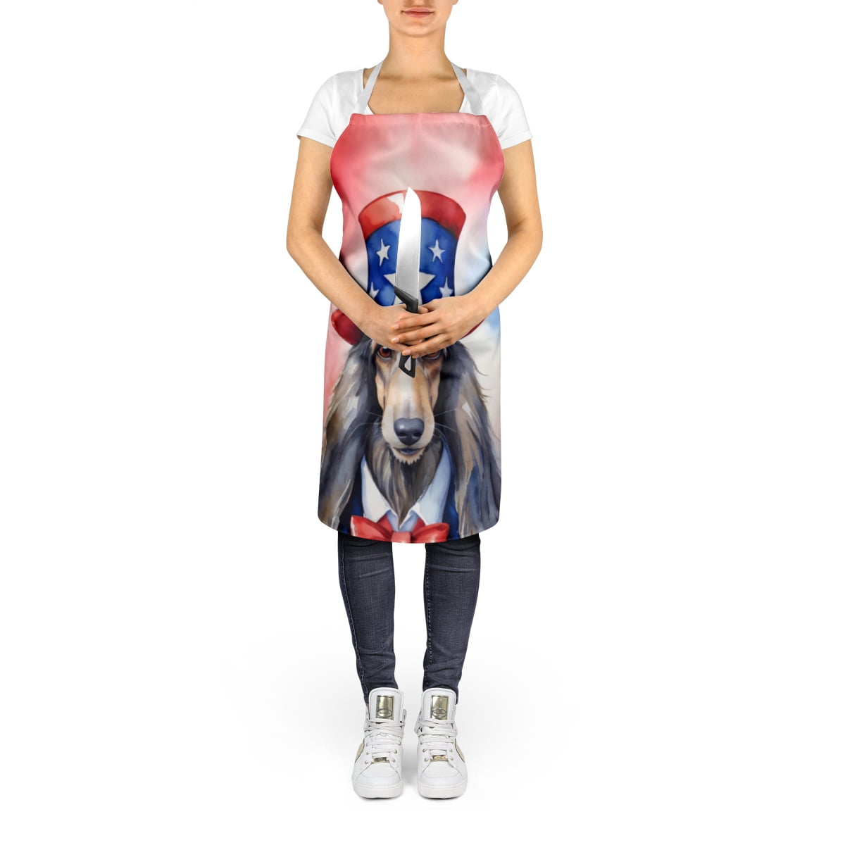 Afghan Hound Patriotic American Apron 27 in x 30 in