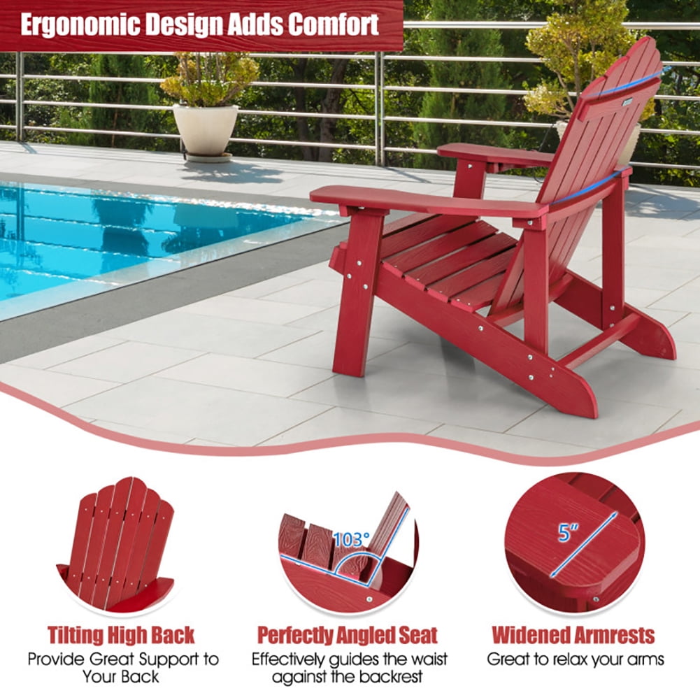 Aimee Lii Weather Resistant Outdoor Chair with Cup Holder, Outdoor Patio Furniture, Red