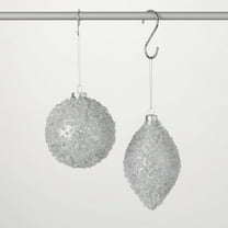 6"H & 4"H Sullivans Gray Ice Beaded Christmas Ornament Set of 2