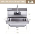 thumbnail image 3 of HALLY Fregadero de acero inoxidable para lavar con grifo NSF Lavabo comercial de montaje en pared para restaurante, cocina y hogar, 17 x 15 pulgadas, 3 of 6