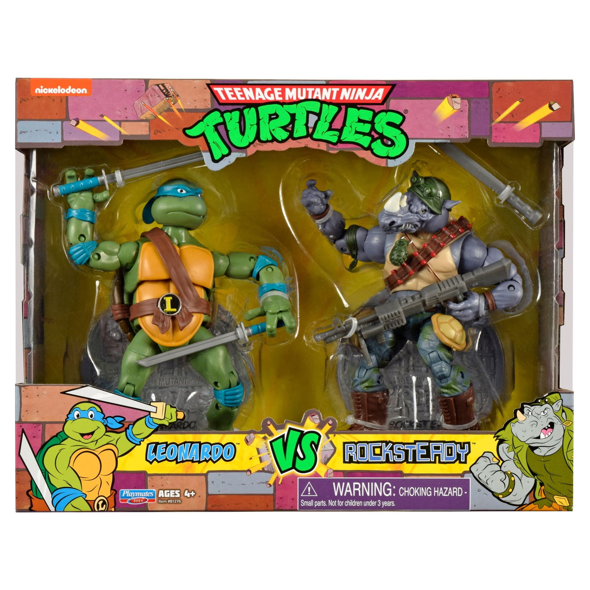 Akedo - tortues ninja leonardo vs rocksteady, figurines