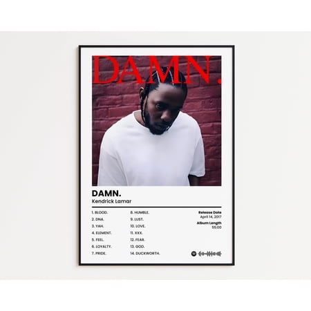 POSTER Kendrick Lamar Cover Poster, DAMN. Print, Classics Rap Poster, Hip Hop Wall Art, Album Cover Print, HypeBeast Poster, Tracklist Poster-NO FRAME