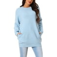 thumbnail image 4 of INSPIRE CHIC Women's Round Neck Pullover Long Sleeve Casual Sweater with Pockets S Light Blue, 4 of 6