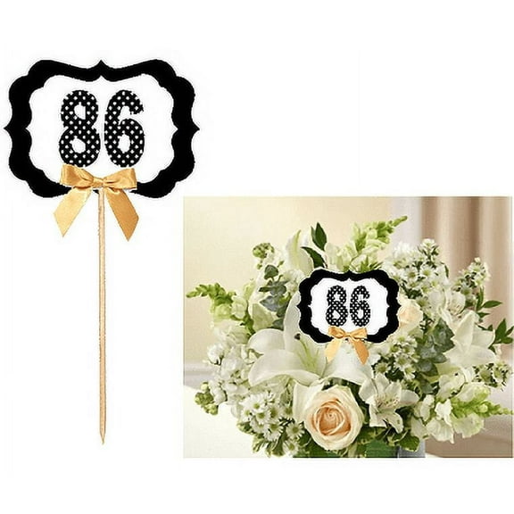 86th Birthday / Anniversary Table Decoration Party Centerpiece Pick - Set of 6