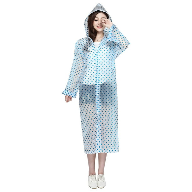 Chubasquero transparente de punto de onda para adultos, impermeable, con capucha, poncho, impermeable, unisex, portátil, transparente, para lluvia, para adultos, hombres, mujeres (azul)