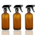 thumbnail image 2 of Botellas de vidrio ámbar con pulverizador para soluciones de limpieza (paquete de 5), pulverizador recargable de 500ml para aceites esenciales, agua, cocina y cabello, duradero, 2 of 5