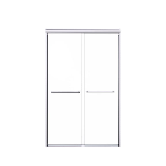 Semi-Frameless Double Sliding Shower Door - 1/4" (6mm) Tempered Glass Bypass Door with Chrome Finish, Modern Bathroom Enclosure