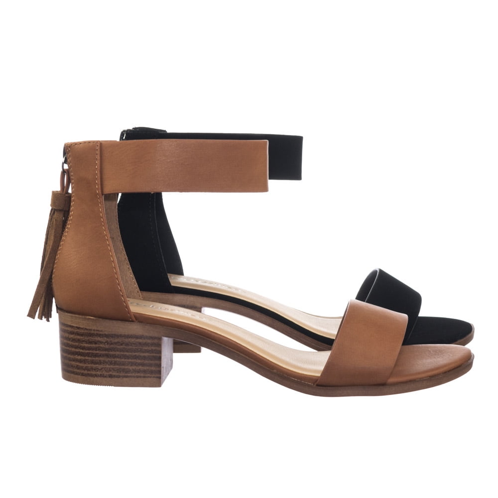 low stacked heel sandals