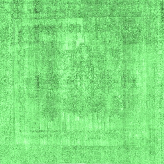 Ahgly Company Indoor Square Persian Emerald Green Traditional Area Rugs, 8' Square