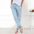 thumbnail image 4 of Breathable Linen Pants Women Pull-On Joggers Pants with 4 Pockets Long Casual Jogger Trousers, 4 of 7