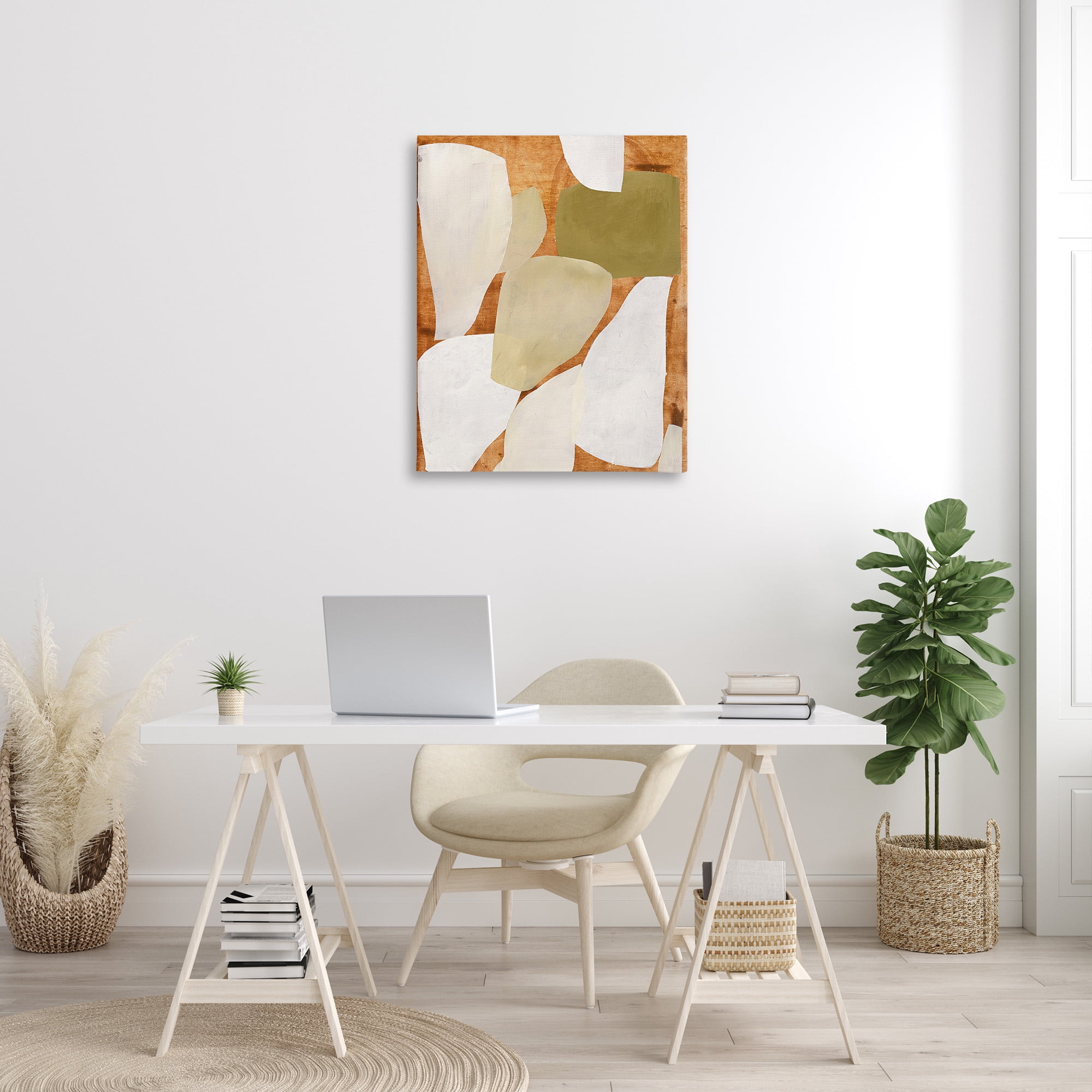 Stupell Industries Rustic Layered Shapes Abstract Painting Gallery Wrapped Canvas Art Print Wall Art, 30 x 40