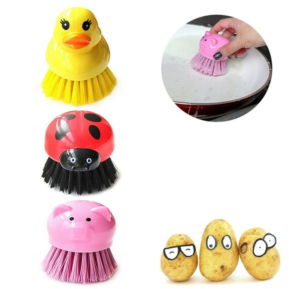 2 Pack Potato Cleaning Brush Spud Vegetable Scrub Fruit Cleaner Scrubber Kitchen