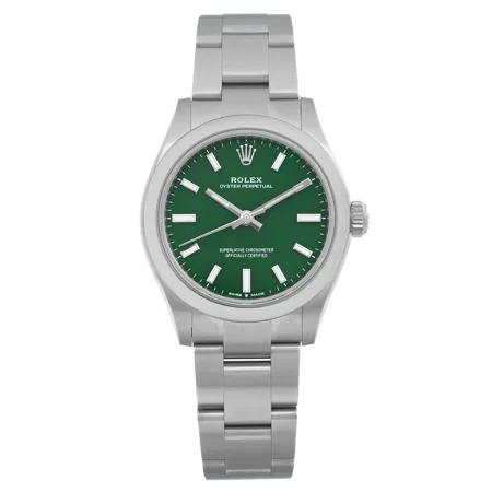 New Rolex Oyster Perpetual 31mm Steel Green Dial Automatic Ladies Watch 277200