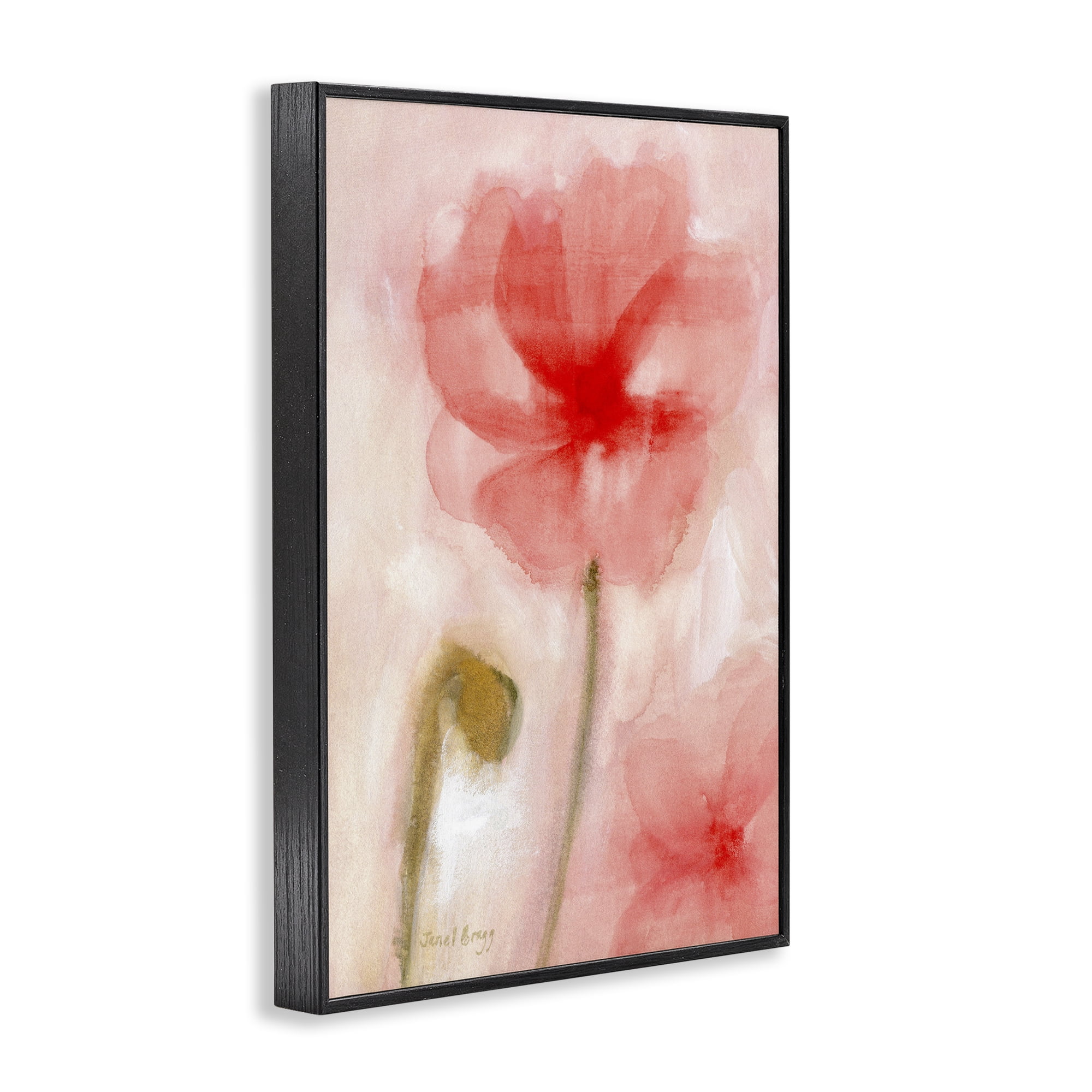 Stupell Industries Abstract Pink Bloom Botanical & Floral Painting Black Framed Art Print Wall Art, 12 x 18