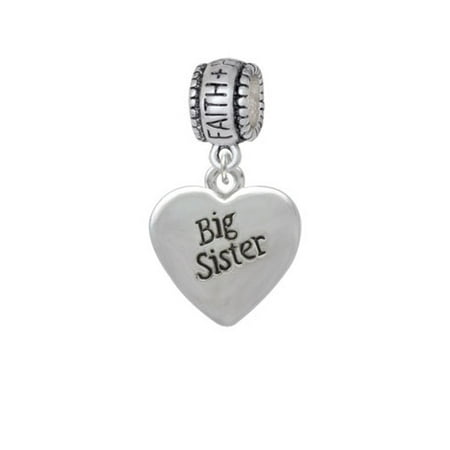 - Big Sister Heart - Faith Hope Love Charm Bead