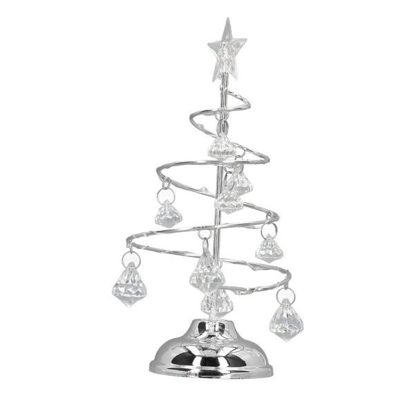 LED Christmas Tree Decoration Wrought Iron Crystal Lamp Spiral Ornament Display Stand Decorative Night Light Decorations Lamp Spiral Wrought Iron Ornament Display Stand[silvery]