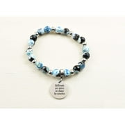 Genuine Blue Agate Inspirational Bracelet