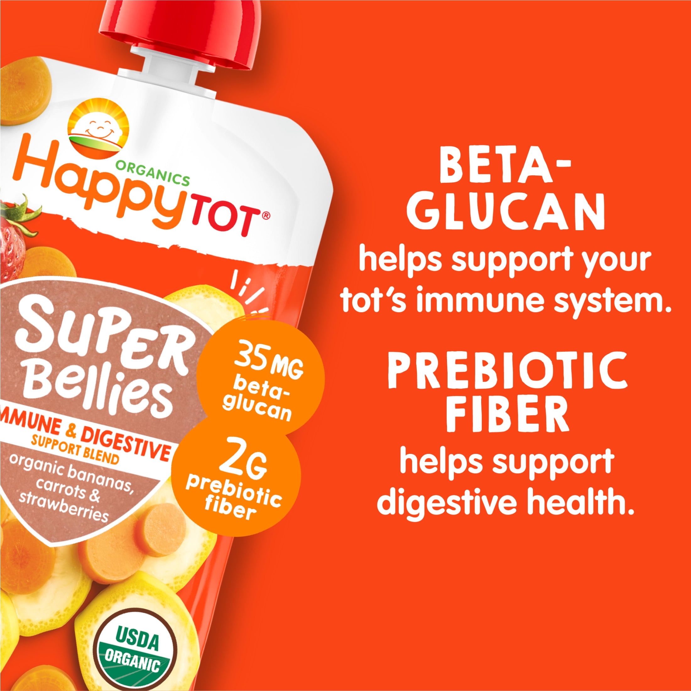 (12 pack) Happy Tot, Stage 4 Organic Baby Food, Banana Carrots & Strawberry, 4 oz. Pouch