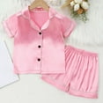 thumbnail image 2 of Toddler Girls Pajamas 7-8 Years Girls Solid Color Pajama Set Silk Pajama Button Collar Short Sleeve Summer Sleepwear Clothes Trendy Matching Kids Pajamas #RD2, 2 of 6