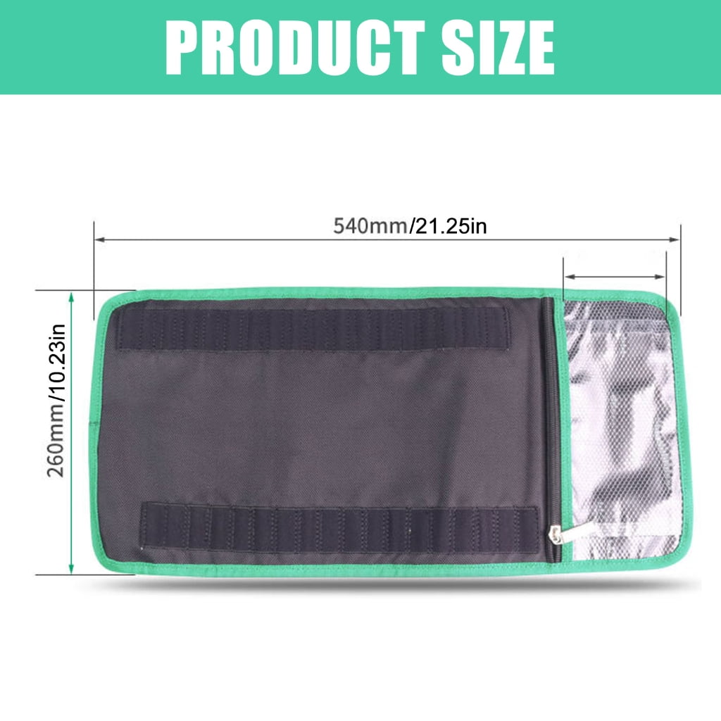Space Saving Tool Roll Pouches for Outdoor Repair and Maintenance with Zippered Mesh Compartment Multifunction Tool Bag