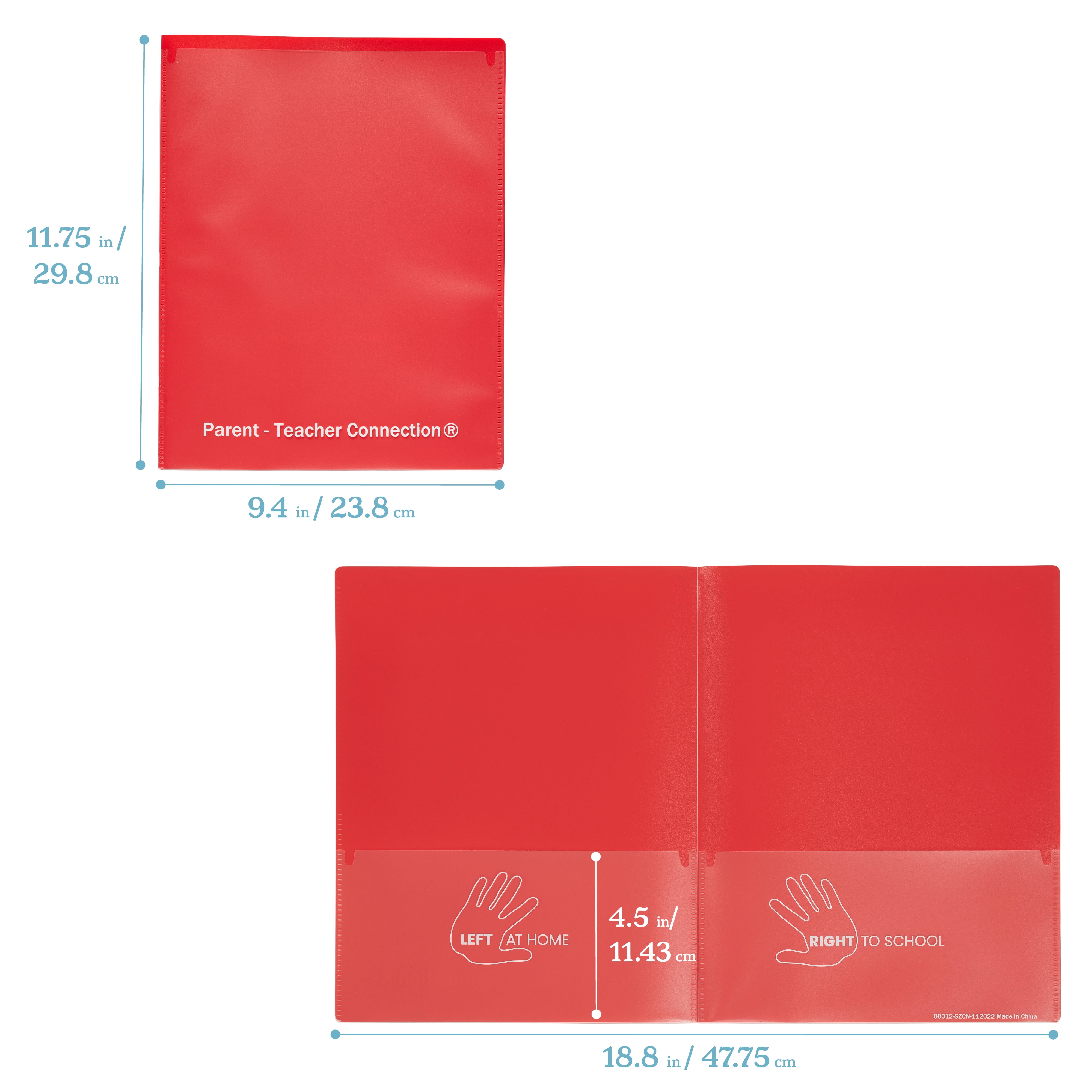 ECR4Kids 2-Pocket Parent-Teacher Classroom Communication Folder, Supplies, Assorted, 36-Piece