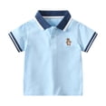 thumbnail image 2 of Toddler Tshirt Kids Summer Short Sleeve Collar Polo Shirt Comfortable Casual Top Boys' Tops Sky Blue 18-24 Months, 2 of 8