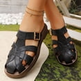 thumbnail image 7 of Hopeusnice Women's Slippers Non-Slip Breathable Flat Heel Closed-Toe Sandals Trendy Soft PU Materials Summer And Fall Shoes Round Toe Shoes for Beach Round Toe Arch Support Shoes Black 40, 7 of 7