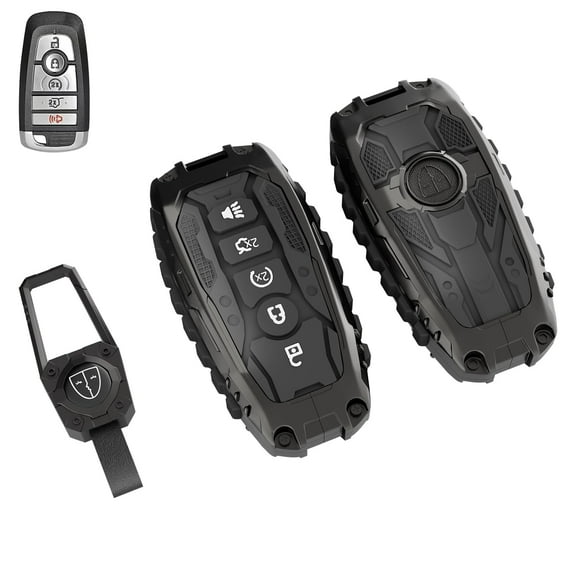 for Ford Key Fob Cover, for Explorer Bronco Escape Edge Expedition Mustang F150 Fusion Ranger Lincoln Premium Metal and Silica Gel Full Protection Key Case Remote Key Holder