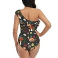 thumbnail image 5 of Easygdp Mushroom With Snails Women's One Shoulder Ruffle Monokini Bathing Suits with Removable Chest Pad, Quick Drying - Medium, 5 of 8