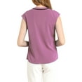 thumbnail image 4 of MODA NOVA Juniors Tie Neck Cap Sleeve Button Down Ruffle Summer Shirts, 4 of 7