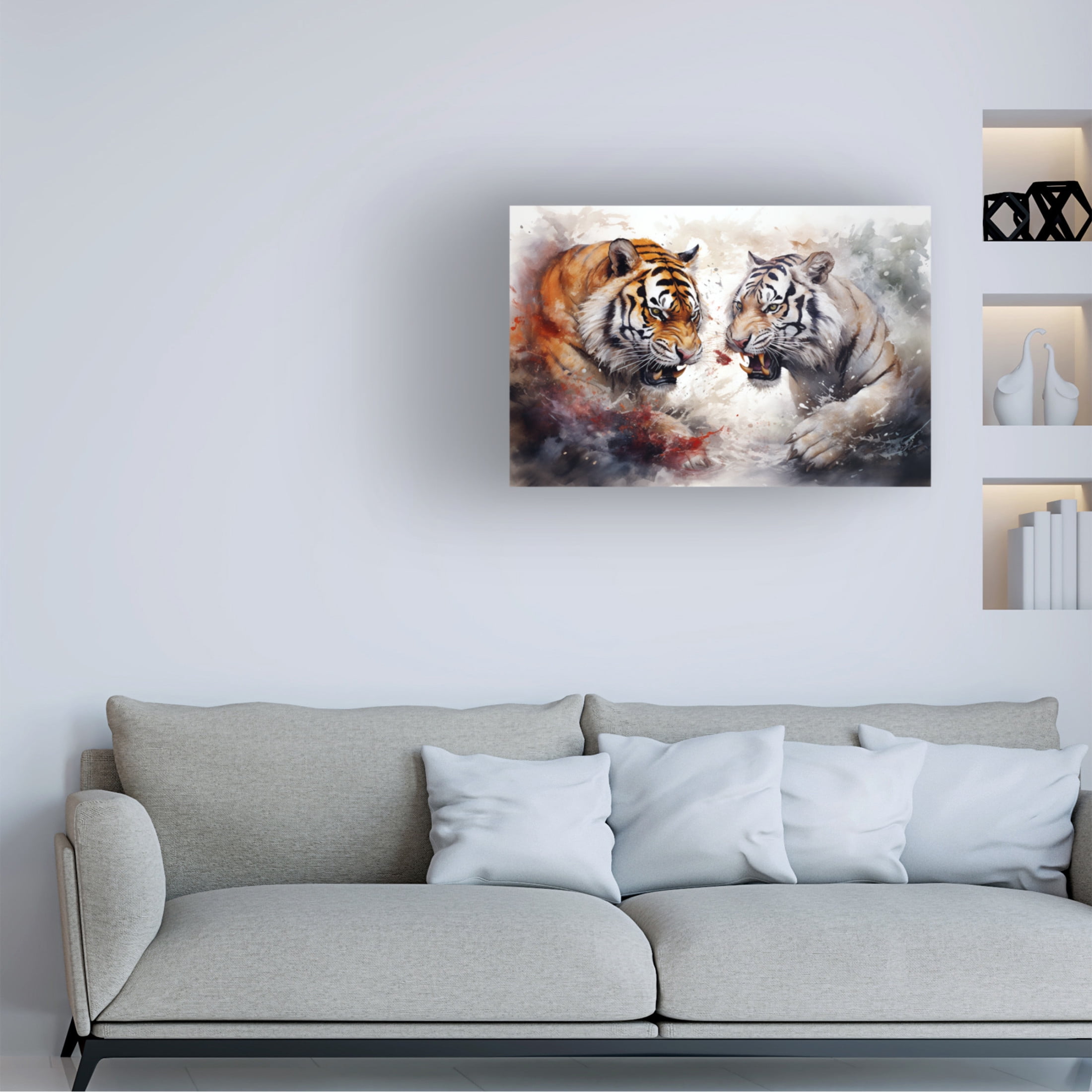 Canvas Wall Art - Momart 'Wild Life Of Predators In Watercolor 10' Wall Art for Living Room, Bedroom, or Office Décor by Trademark Fine Art - 24 x 16 Inches
