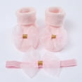 thumbnail image 2 of Esho Baby Girls Soft Lace Cotton Socks + Elastic Bowknot Headband, Infants Headwear Floor Socks Set, 0-6M, 6-12M, 2 of 6