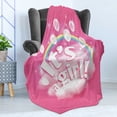 thumbnail image 4 of Gender Reveal Soft Flannel Fleece Throw Blanket, Its a Girl Words with Rainbow Balloons and Clouds Happy Baby Kids Birth, Cozy Plush for Indoor and Outdoor Use, 50" x 60", Pale Pink, by Ambesonne, 4 of 5