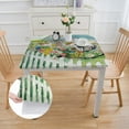 thumbnail image 2 of HAOXIT  Nostalgic Easter Market Farm Truck Vinyl Flannel Backed Tablecloth - Spring Flower Market, Bunny and Egg Print Indoor/Outdoor Easy Care Vinyl Tablecloth 52*52, 2 of 8