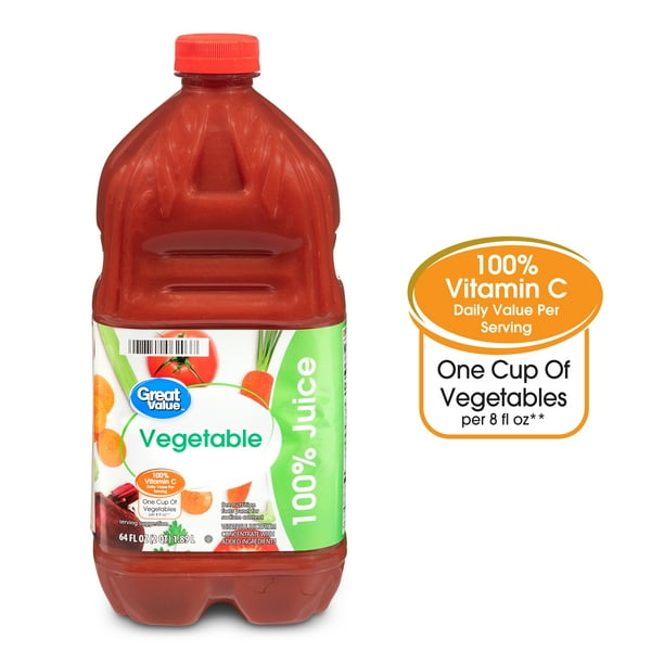 (8 Pack) Great Value 100 Vegetable Juice, 64 Fl Oz, 1 Count Walmart