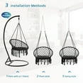 thumbnail image 3 of Macrame Hanging Swing Chairs, Swing Hammock Chair with Cushion and Hardware Kit, Handmade Knitted Hanging Chair for Patio & Bedroom, 3 of 8