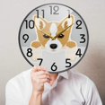 thumbnail image 3 of GZHJMY Cute Cartoon Welsh Corgi Dog Print Round Wall Clock, 9.5 Inch Silent Battery Operated Quartz Analog Quiet Desk Clock for Home,Office,School, 3 of 7