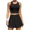 black, variant on Women Tennis Skirt 2 Piece Sports Sets Athletic Workout Dress with Shorts and Pockets Badminton Skirt Top and Skirt