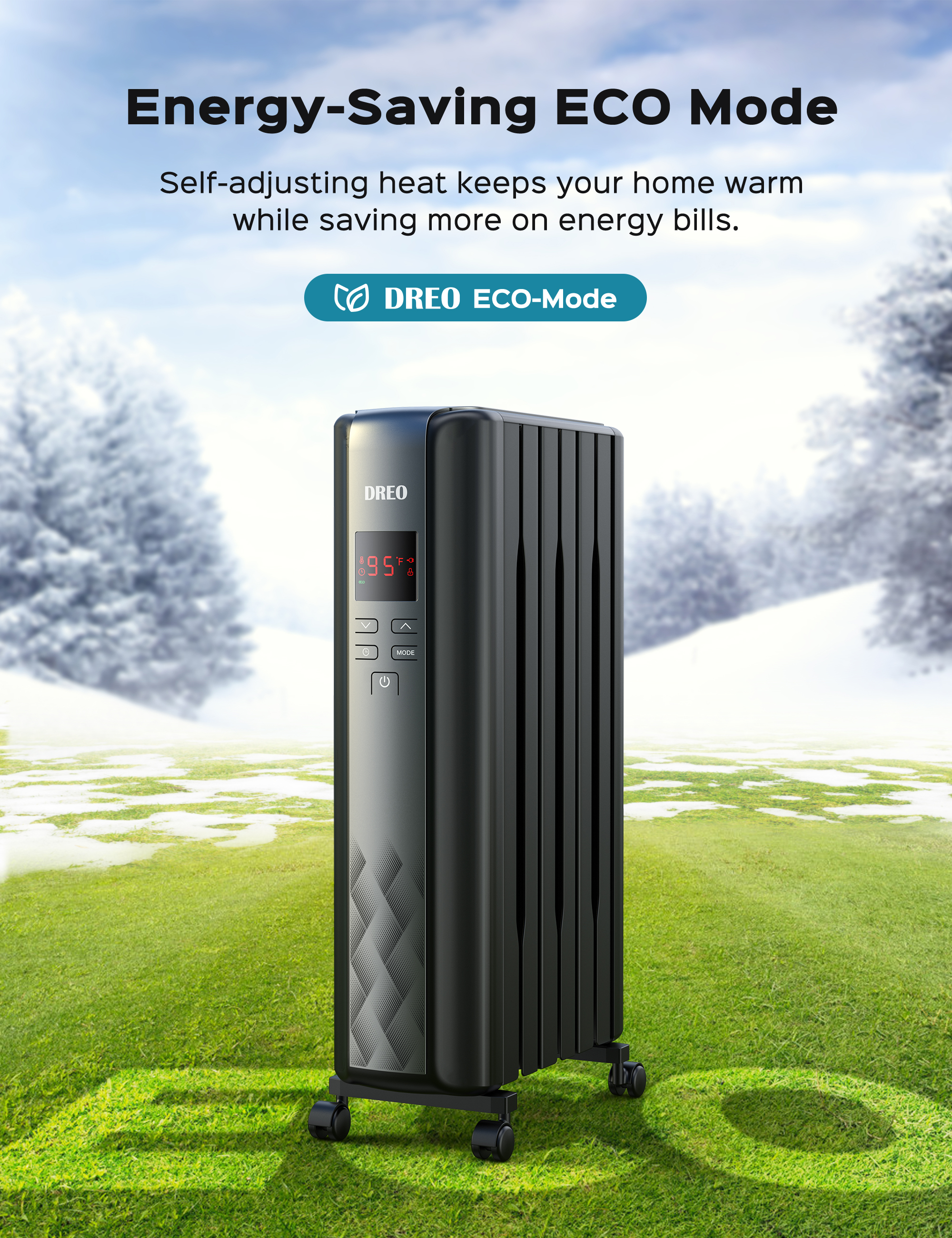 Dreo Radiator Heater, Upgrade 1500W Electric Portable Space Oil Filled Heater with Remote Control, 4 Modes, Overheat & Tip-Over Protection, 24h Timer, Digital Thermostat, Quiet, Indoor - image 2 of 7