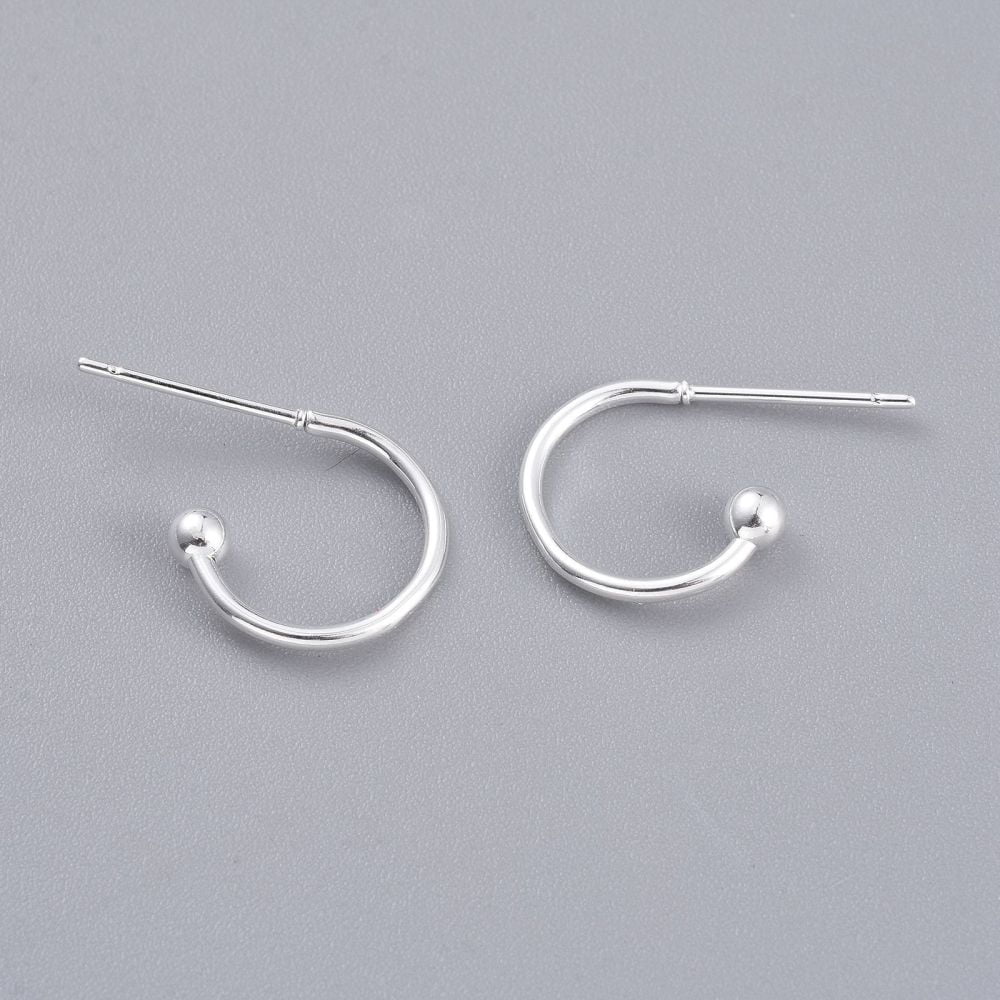 100pcs 304 Stainless Steel Earring Hooks Silver 12.5x18.5x2.5mm Pin: 0.8mm DIY