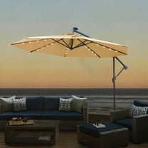 10 ft LED Lighted Outdoor Patio Offset Cantilever Umbrella,Taupe