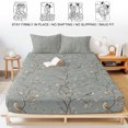 thumbnail image 5 of Cal.King Size Fitted Sheet Set - Tree Birds 3 Piece Bedding Sets 16" Deep Pocket Fitted Sheet with 2 Pillowcases, Vintage Grey Flower Floral Branch Spring Brushed Microfiber Hotel Luxury Bed Sheets, 5 of 9