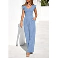 thumbnail image 4 of PRETTYGARDEN One Piece Jumpsuits For Women Dressy Ruffle Cap Sleeve V Neck Ribbed Knit Wide Leg Romper Spring Outfits, 4 of 8