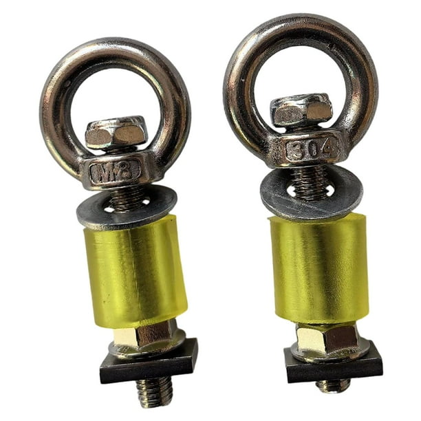 2 anillos de amarre con perno de ojo plateados para anclar el cordón elástico Longitud 6 cm