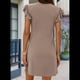 thumbnail image 5 of Vestido Tipo Chaleco Holgado con Mangas de y Escote en V Profundo para Mujer, Color Caqui, Talla M, 5 of 6